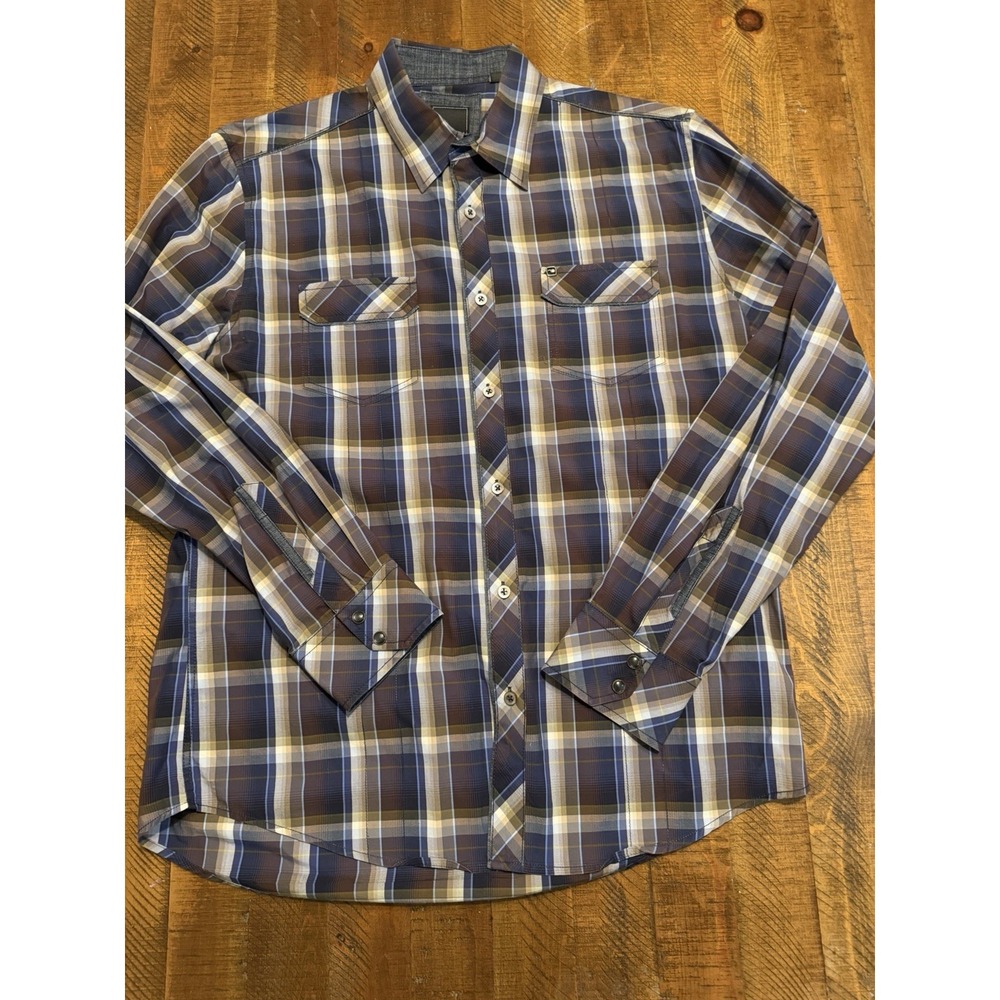 7Diamonds Generation Flannel Shirt Men's XL Brown Black Plaid Long Sleeved NWOT
